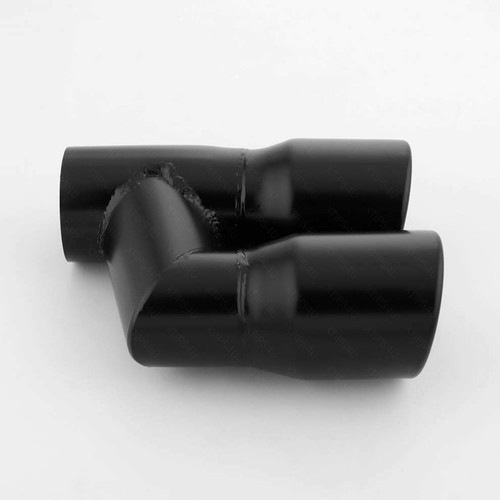 Par de puntas de escape negras de 3" con desplazamiento cuádruple resonado de 2,5" con corte inclinado escalonado - Imagen 4 de 8