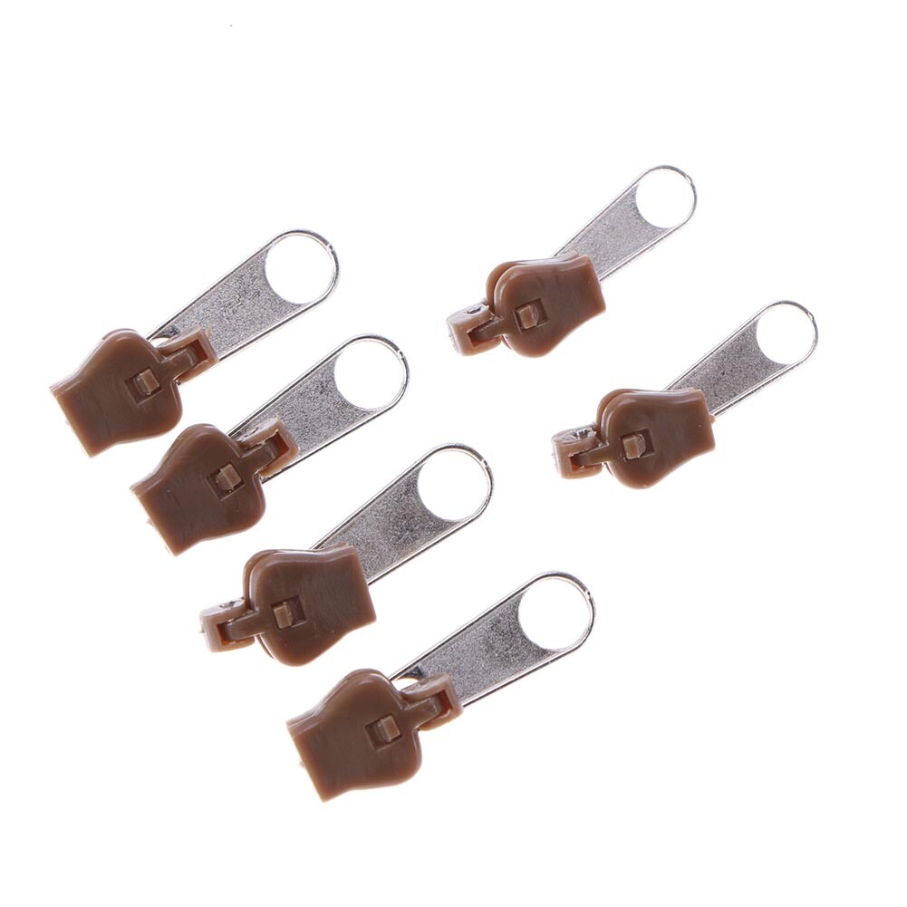 12pcs Zipper Slider Clothes Sleeping Bag Zip Replacement (Brown+Silver