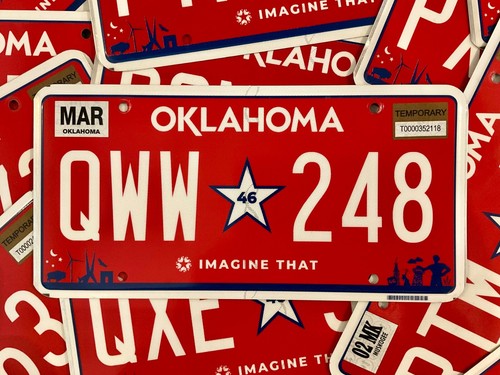 Authentisches 2021 Oklahoma Nummernschild NEU Stil Star 46 Staatsflagge Imagine That