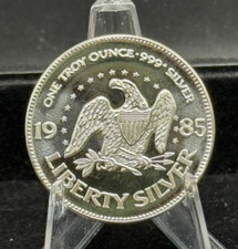 1 Oz 999 Silver Round LIBERTY SILVER "LIFE LIBERTY HAPPINESS" A-MARK Coin 39.00 per troy oz