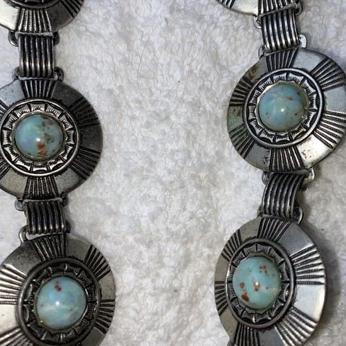 Vintage Western Concho Belt Faux Turquoise 30” Ladies Child’s Mixed Metal - Picture 12 of 23