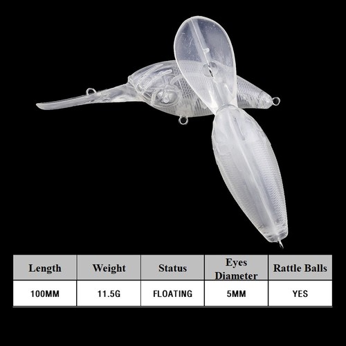 20PCS 10cm 11.5g Deep Diving Crankbait Unpainted Bait Blank Fishing Lure model - Picture 2 of 10