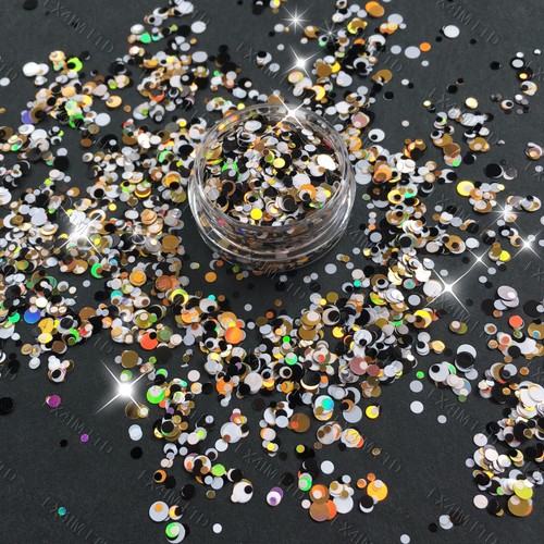 PAILLETTE ROTONDE GLITTER FORMA PUNTO Mini Paillettes Confetti Sciolti Nail Art 3D Neon  - Foto 8 di 14