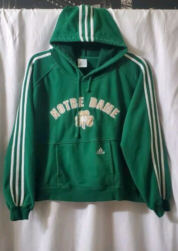 Youth Size L 14-16 Vintage 90s Adidas Notre Dame Sweatshirt 3 Stripe Y2K - Picture 2 of 12