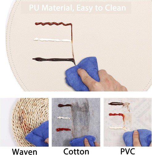 Double-Thick Faux Leather Round Placemats & Coasters Set - Wipe Clean Assurance - Picture 7 of 9