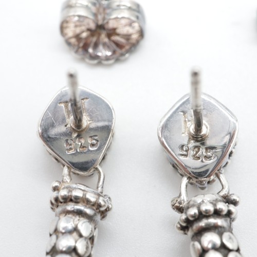 John Hardy Sterling Silver Dot Stud Dangle Drop Earrings - Picture 4 of 7