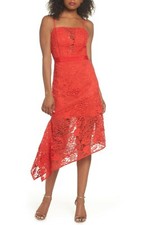 Harlyn ASYMMETRICAL HEM LACE RED DRESS sz XL