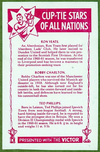 1962 DC Thomson Bobby Charlton Ron Yeats Ted Phillips - Clean Card - Picture 2 of 2