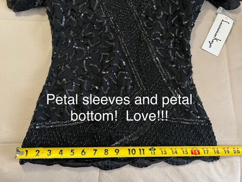 NEW LAURENCE KAZAR BEADED/SEQUIN TOP SIZE Small, Black - Picture 9 of 17