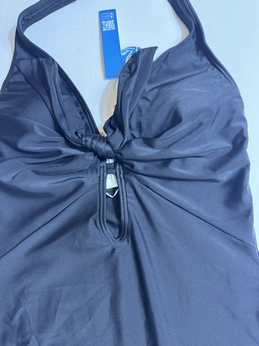 CUPSHE Women's One Piece Halter Deep V Neck Swimsuit Tummy Control Black Sz S - Picture 5 of 6