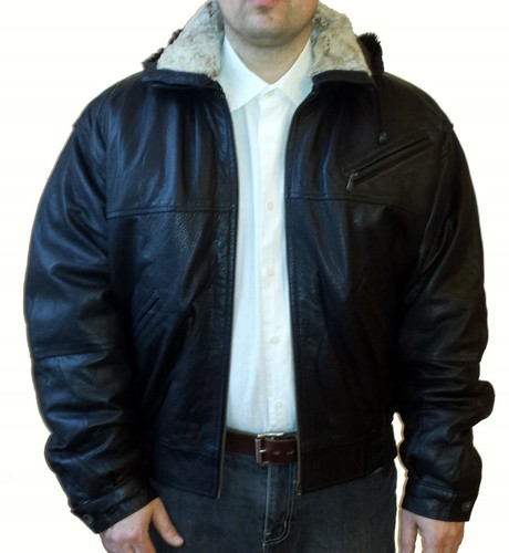 GENUINE LAMB LEATHER COAT JACKET W/ REMOVABLE LINING, HOOD, SHEARLING COLLAR, XL - Picture 2 of 12
