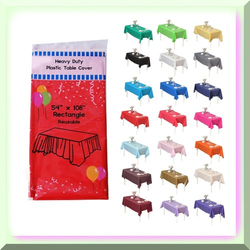 Red Party Essentials - 6 Pack Heavy Duty Plastic Table Covers (54" x 108") - Bild 2 von 7