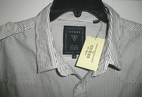 NUEVO CON ETIQUETAS ADIVINAR Camisa Informal Para Hombre Manga Larga Con Botones Algodón Blanco Multi Rayas L - Imagen 2 de 7