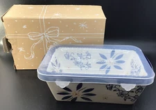 New Temptations Tara Ovenware 12 Oz Bakeware Blue Old World Loaf Pan With Lid