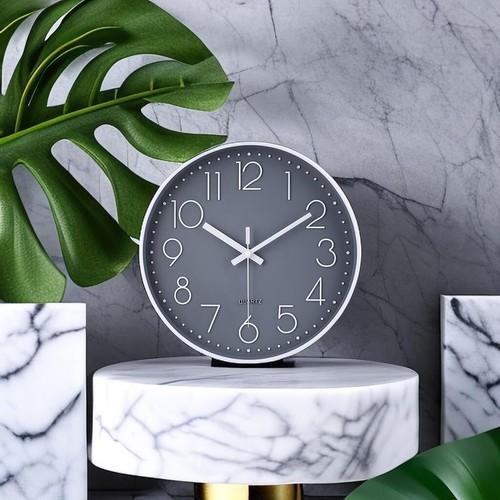 Wall Clock 12 Inch Non-Ticking Silent Battery Operated Round Wall Clock - Gray - Picture 3 of 5