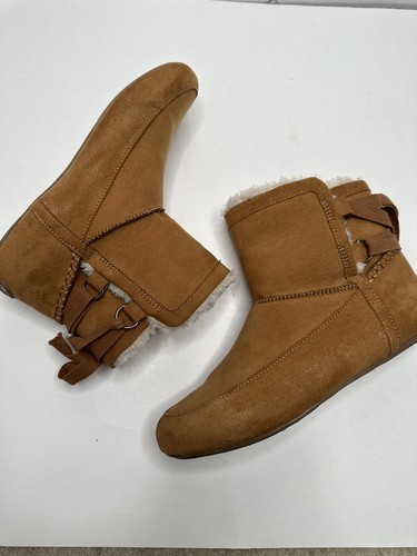 Lucky Brand Accalie Faux Fur Sherpa Lined Booties in Cognac Size 8 - Picture 9 of 11