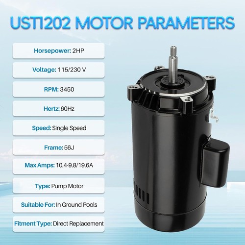 UST1202 SP2615X20 3450RPM w/GO-KIT-3 2HP Pool Pump Motor Kit For Super Pump - Picture 3 of 11