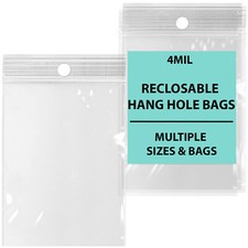 4Mil Hang Hole Plastic Zip Seal Reclosable Poly Bags Jewelry 4 Mil Top Lock
