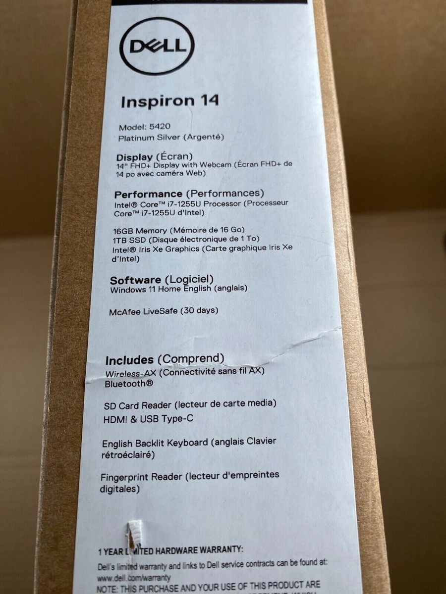 Dell Inspiron 14” i7-1255U 16GB RAM 1TB SSD Laptop Notebook