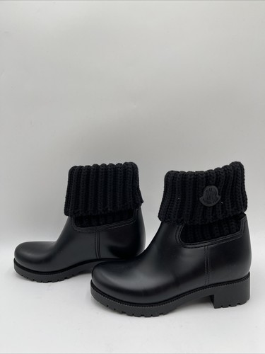 Moncler Ginette Rubber Boots Black Size 35 - Picture 3 of 5