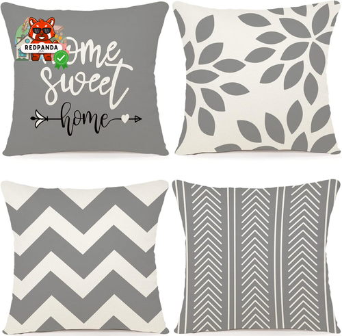 Federe Confezione Da 4 Decorativi Copricuscini Fodere Cotone Biancheria 45X45Cm - Foto 9 di 18