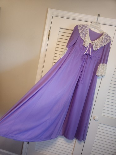 VTG VIRGINIA WALLACE PEIGNOIR GOWN ROBE SET FULL SWEEP DOUBLE NYLON STUNNING - Picture 7 of 13