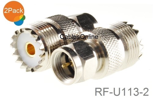 2-Pack F-Type Male Plug to UHF PL259 Female Jack Adapter, CablesOnline RF-U113-2 - Zdjęcie 1 z 3