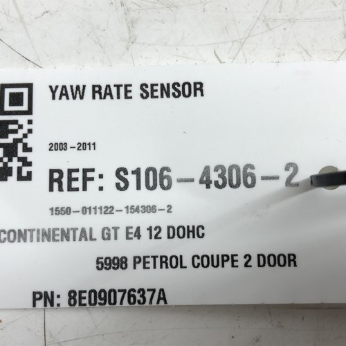 Bentley Continental Gt 2005 YAW RATE SENSOR 8E0907637A - Picture 3 of 4