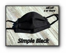 Face Mask Re-usable Cotton Triple Layer Womens Black Quilted Filter Nose Wire
