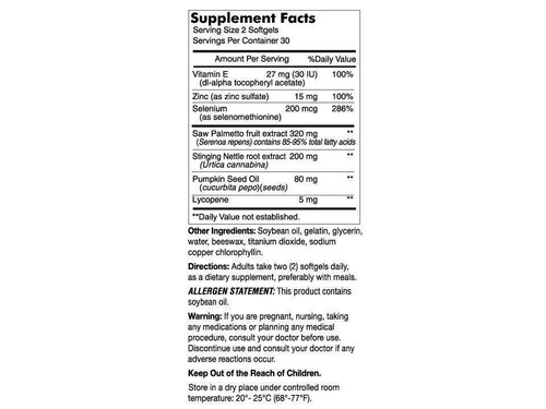 PACK 5 X 60 = 300 SOFTGELS PROSTATE THERAPY COMPLEX URINARY HEALTH SAW PALMETTO - Picture 2 of 2