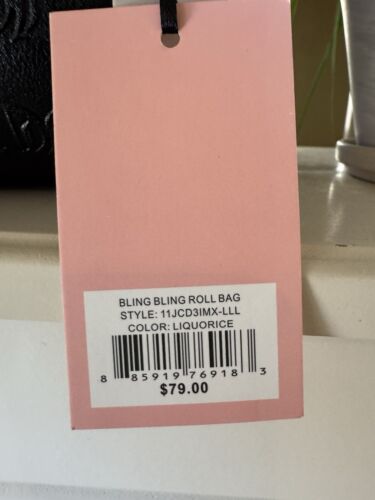 Juicy Couture Exclusive BLING BLING ROLL BAG Barrel 9" Liquorice Black Purse NWT - Picture 5 of 13