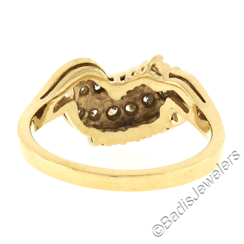 ArtCarved 14K Gold .45ct Round Brilliant Pave Diamond Curved 3 Row Polished Ring - Picture 6 of 8