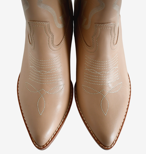 $1330 NEW VALENTINO GARAVANI Nude Leather TEXAN WESTERN COWBOY Boots EU39 US-8.5 - Picture 4 of 14