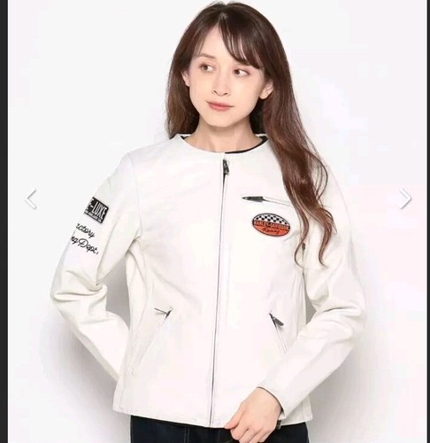 Harley Davidson 120TH ANNIVERSARY Cafe Racer leather Jacket Women's 3W White NWT - Picture 2 of 19