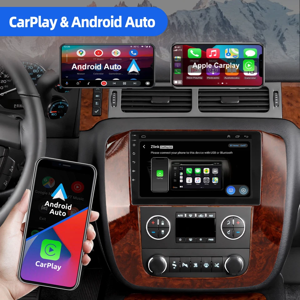 9" For 2007-2013 GMC Yukon Wireless CarPlay Android 14 Radio Stereo GPS Navi FM - Image 4 of 4