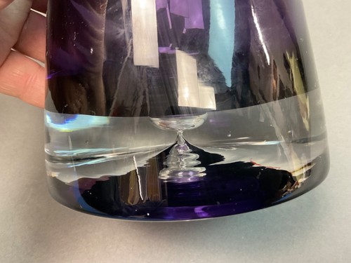 Vintage Sommerso? Style Art Glass Hand Blown Vase Amethyst 7" Tall Tapered MCM - Picture 4 of 9
