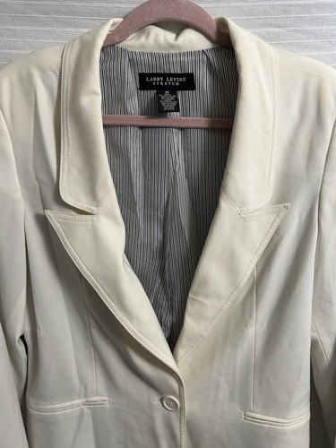 Larry Levine Stretch Women’s Cream One Button Blazer Jacket Size M - Picture 3 of 6