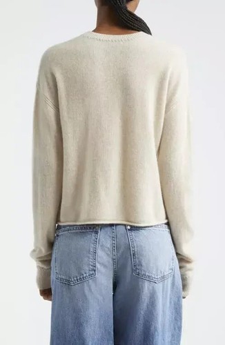 ATM Anthony Thomas Melillo whipstitch trim cashmere sweater Women M $350 Oatmeal - Picture 4 of 19
