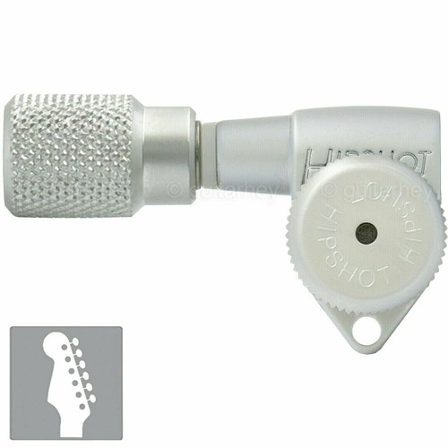Hipshot LOCKING Tuners 6 in line STAGGERED w/ KNURLED Buttons LEFT-Handed SATIN - 第 1/8 張圖片