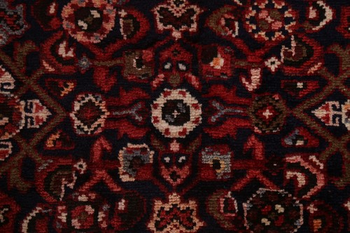 Vintage NAVY BLUE Geometric Hamedan Runner 3' 6" x 10' 8" Rug Hand-knotted Wool - Picture 7 of 12