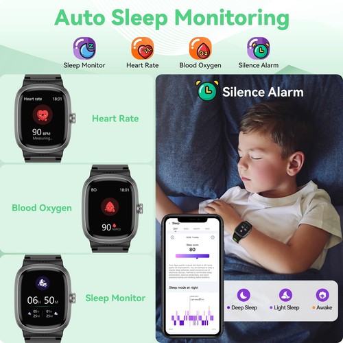 Smart Watch for Kids with Heart Rate Sleep Monitor, Games/Alarm/IP68 Waterpro... - Picture 2 of 7