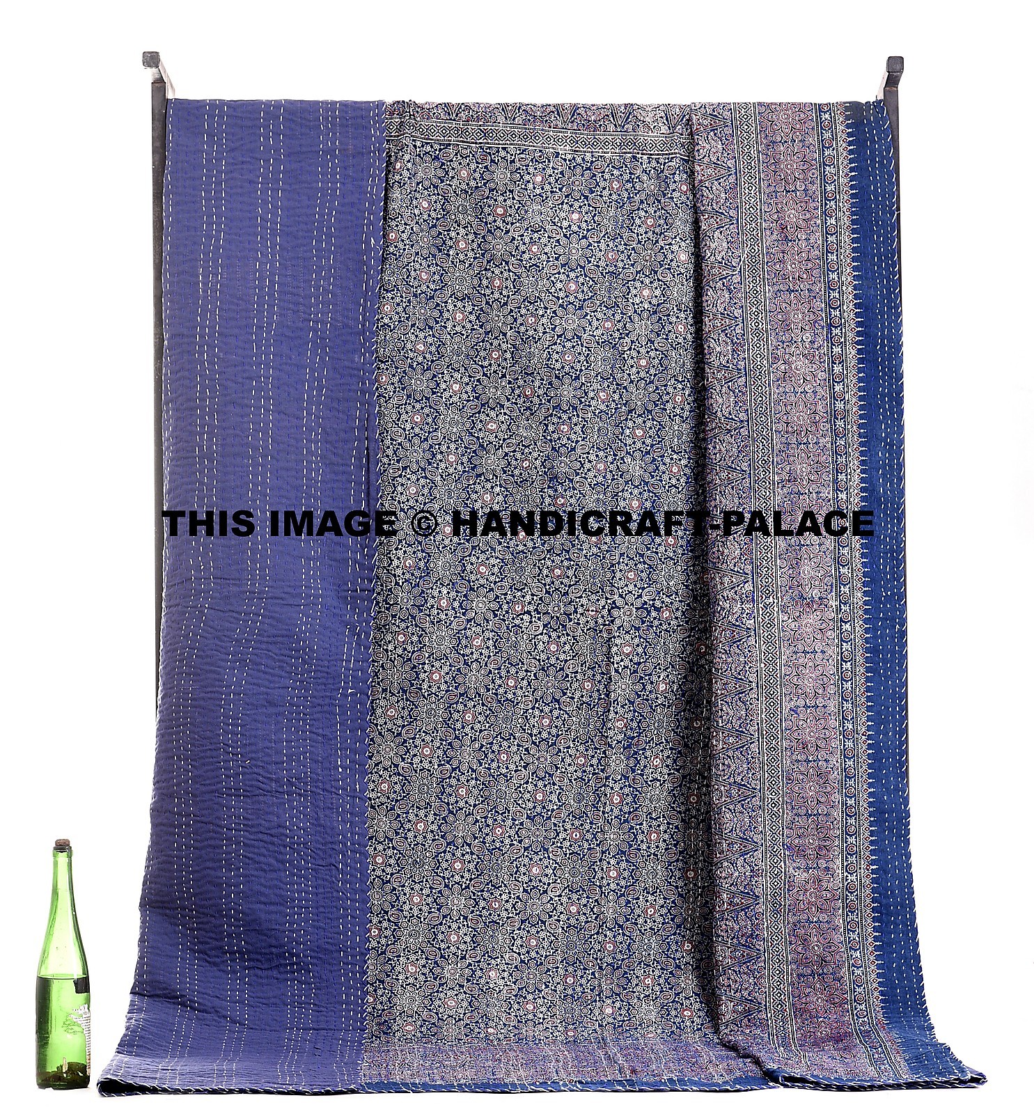 Indian Cotton Königin Kantha Bett Startseite Blau Bettspread Ajrakh Drucken Quilt Throw Indian Cotton Königin Kantha Bett Startseite Blau Bettspread Ajrakh Drucken Quilt Throw