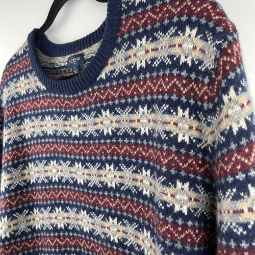 Suéter Jersey Grueso Nórdico JCrew Para Hombres Grande Mezcla Lana Corderos Isla Justa Cuello Redondo - Imagen 7 de 10
