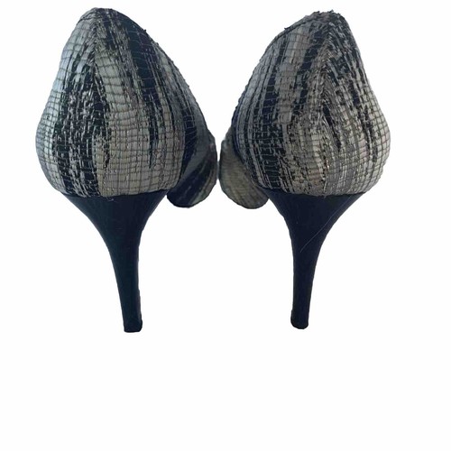 Zapatos de tacón alto para mujer J Renee plateados metálicos con textura brillante y negros 7 1/2 - Imagen 4 de 9