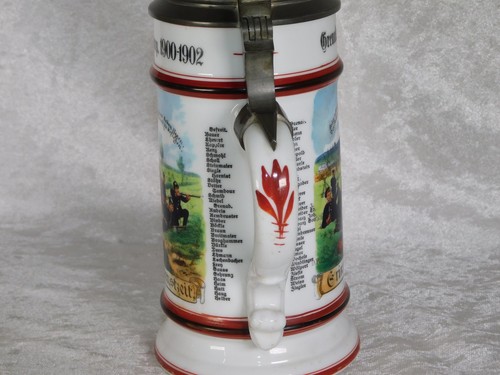 Pre WWI Authentic 1902 German Grenadier Regimental Lithopane Beer Stein 10 3/4" - Picture 12 of 16
