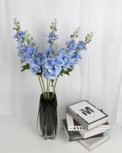 Blue Silk Flowers 6PCS Real Touch Delphinium Artificial Flowers Blue Larkspur... - Picture 3 of 7