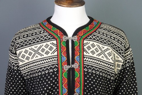 DALE OF NORWAY Black Clasp Fair Isle Wool Knit Ski Sweater - Picture 2 of 19