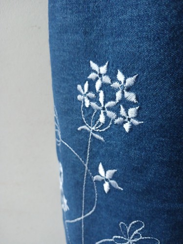 St Michael Marks And Spencer Denim Embroidered Dress Size Uk 16 Floral Design - Picture 9 of 18