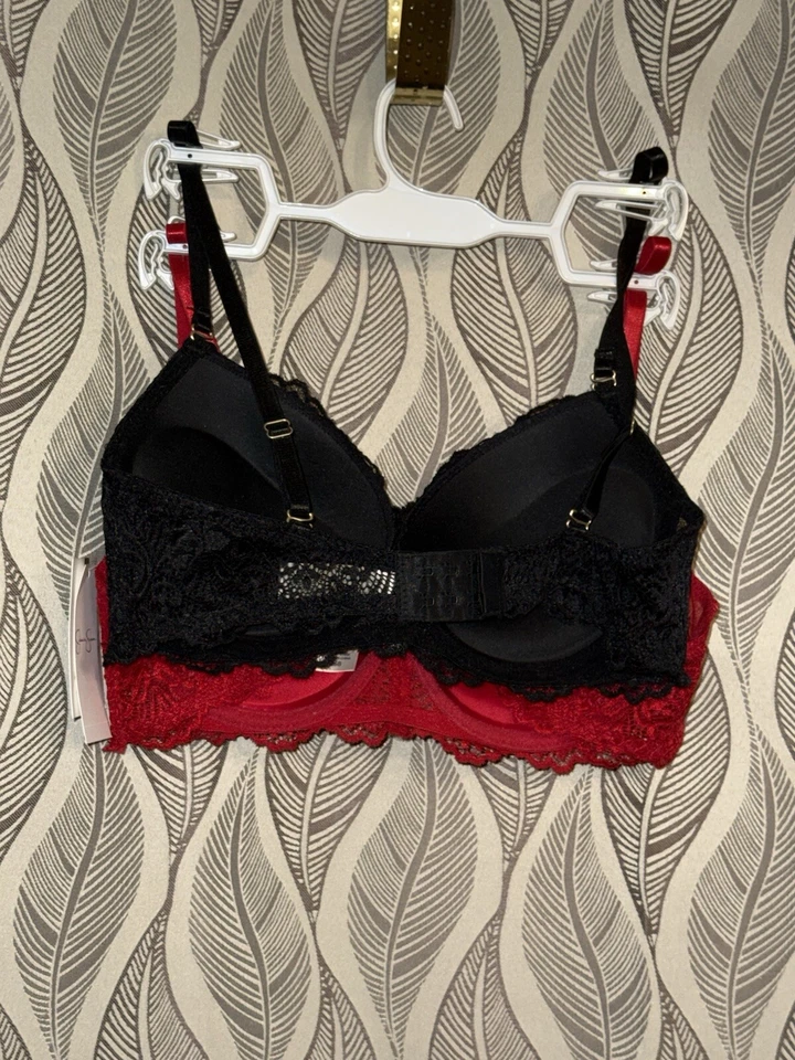 🎄 Jessica Simpson Paquete de 2 Lote 36B Sujetador Push Up Extremo Negro Rojo Nuevo🔥💜 Foto 4 de 4