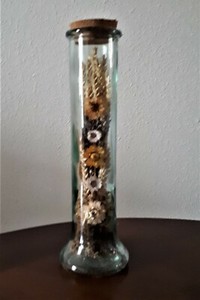 Bouquet de fleurs séchées dans un vase longiligne